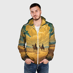 Ветровка с капюшоном мужская В пустыне на верблюдах, цвет: 3D-белый — фото 2