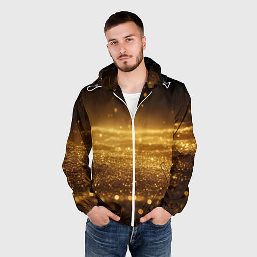 Мужская ветровка Золотая пыль на черном / 3D-Белый – фото 3