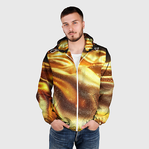 Мужская ветровка Золотая текстура волнистая / 3D-Белый – фото 3