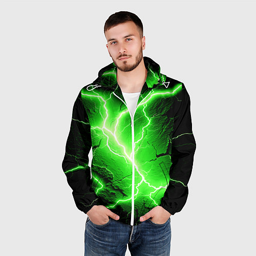Мужская ветровка Color green black / 3D-Белый – фото 3