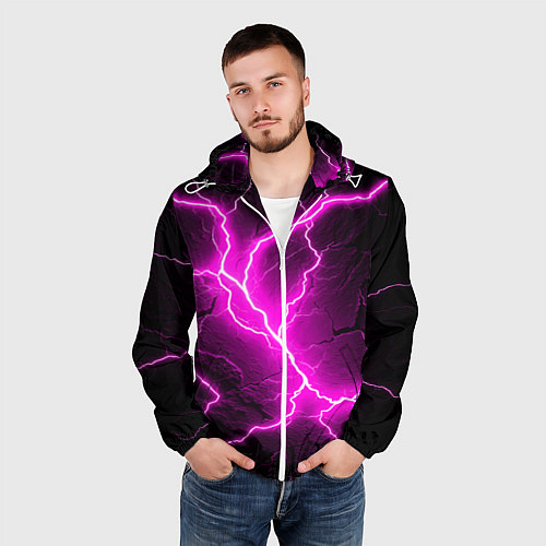 Мужская ветровка The color is pink and black / 3D-Белый – фото 3