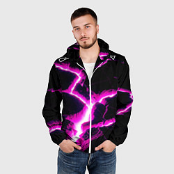Ветровка с капюшоном мужская Color pink black, цвет: 3D-белый — фото 2