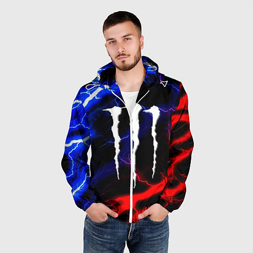 Мужская ветровка Monster energy молнии неон / 3D-Белый – фото 3