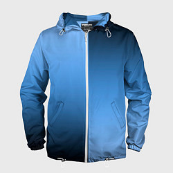 Ветровка с капюшоном мужская Градиент сине-голубой пополам, цвет: 3D-белый