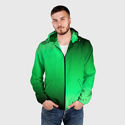 Ветровка с капюшоном мужская Чёрно-зелёный градиент пополам, цвет: 3D-черный — фото 2