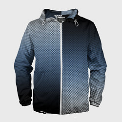 Ветровка с капюшоном мужская Чёрно-синий текстурированный градиент пополам, цвет: 3D-белый