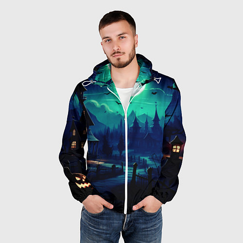 Мужская ветровка Day of the Dead - Хэллоуин / 3D-Белый – фото 3