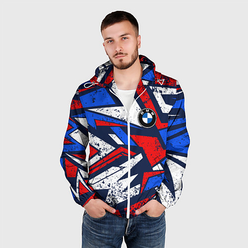 Мужская ветровка BMW - m colors / 3D-Белый – фото 3