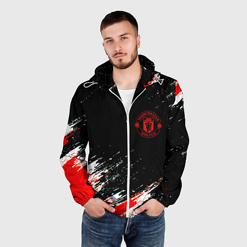 Мужская ветровка Манчестер краски штрихи / 3D-Белый – фото 3