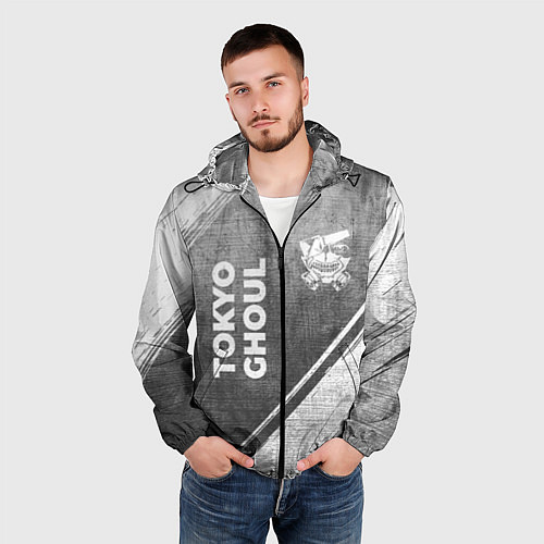 Мужская ветровка Tokyo Ghoul - grey gradient вертикально / 3D-Черный – фото 3