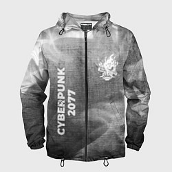 Ветровка с капюшоном мужская Cyberpunk 2077 - grey gradient вертикально, цвет: 3D-черный