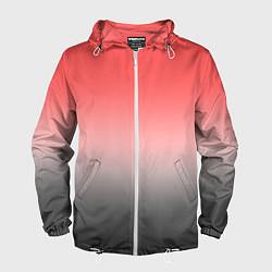 Ветровка с капюшоном мужская Бледный красно-серый градиент, цвет: 3D-белый