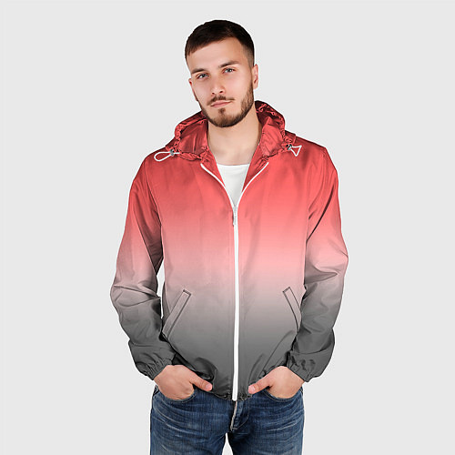 Мужская ветровка Бледный красно-серый градиент / 3D-Белый – фото 3