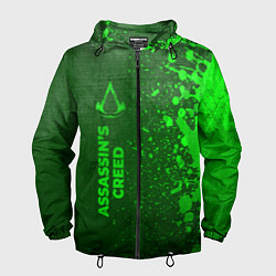 Ветровка с капюшоном мужская Assassins Creed - green gradient по-вертикали, цвет: 3D-черный