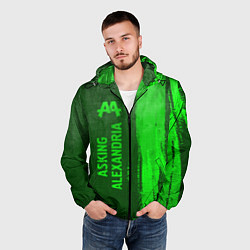 Ветровка с капюшоном мужская Asking Alexandria - green gradient по-вертикали, цвет: 3D-черный — фото 2