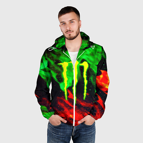 Мужская ветровка Monster energy огонь лого / 3D-Белый – фото 3