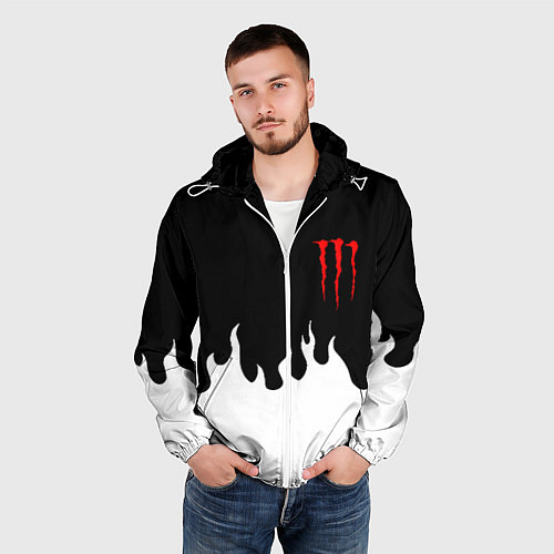 Мужская ветровка Monster energy red logo / 3D-Белый – фото 3