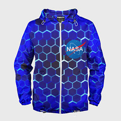 Ветровка с капюшоном мужская Nasa голубая броня, цвет: 3D-белый