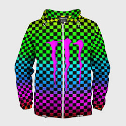 Мужская ветровка Monster energy неоновая клетка