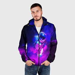 Ветровка с капюшоном мужская Космонавт среди облаков, цвет: 3D-черный — фото 2