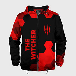Ветровка с капюшоном мужская The Witcher - red gradient вертикально, цвет: 3D-черный
