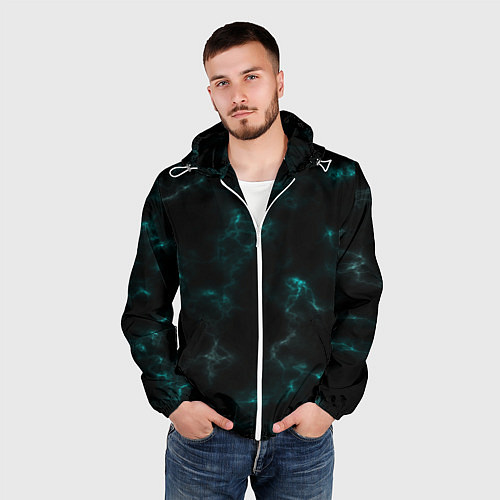 Мужская ветровка Color black turquoise / 3D-Белый – фото 3