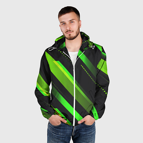 Мужская ветровка Color black green / 3D-Белый – фото 3