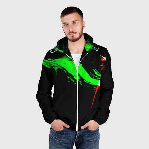 Мужская ветровка Color black green red / 3D-Белый – фото 3