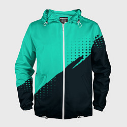 Ветровка с капюшоном мужская Color black light blue, цвет: 3D-белый