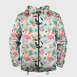 Мужская ветровка Панда фламинго лето ананас