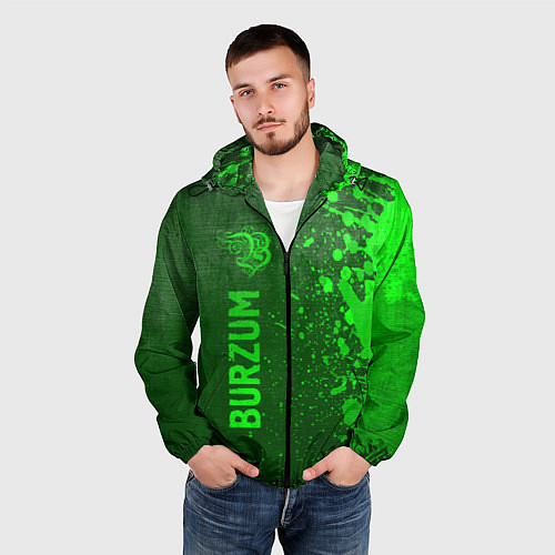 Мужская ветровка Burzum - green gradient по-вертикали / 3D-Черный – фото 3