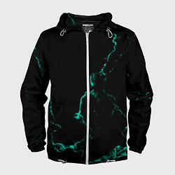 Ветровка с капюшоном мужская Color black turquoise, цвет: 3D-белый