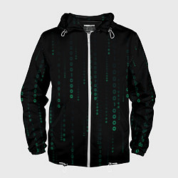 Ветровка с капюшоном мужская Color black turquoise, цвет: 3D-белый