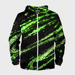 Мужская ветровка Зеленые блестки на черном