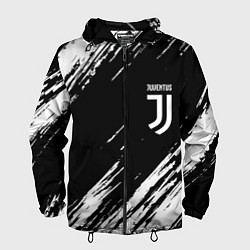 Ветровка с капюшоном мужская Juventus штрихи красок, цвет: 3D-черный