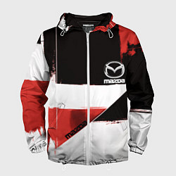 Ветровка с капюшоном мужская Mazda логотип, цвет: 3D-белый