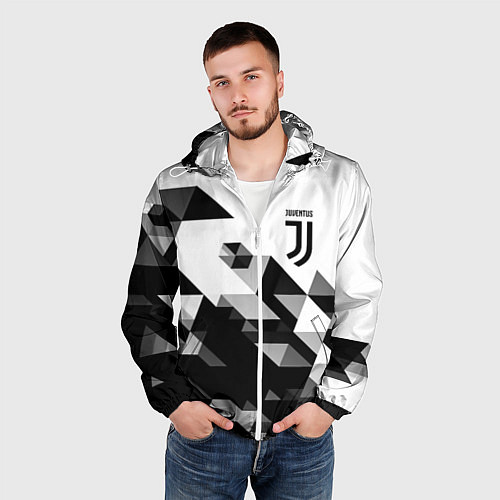 Мужская ветровка Juventus geometry black / 3D-Белый – фото 3
