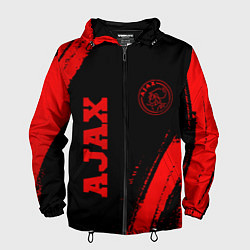 Ветровка с капюшоном мужская Ajax - red gradient вертикально, цвет: 3D-черный