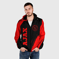 Ветровка с капюшоном мужская Ajax - red gradient вертикально, цвет: 3D-черный — фото 2