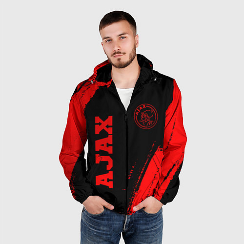 Мужская ветровка Ajax - red gradient вертикально / 3D-Черный – фото 3