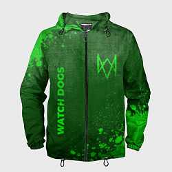 Ветровка с капюшоном мужская Watch Dogs - green gradient вертикально, цвет: 3D-черный