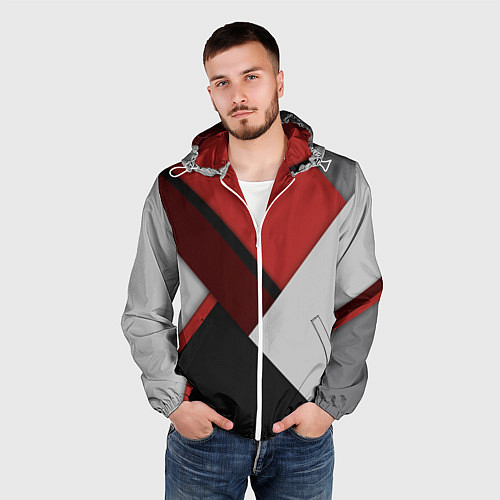 Мужская ветровка Color black red grey / 3D-Белый – фото 3