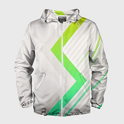 Ветровка с капюшоном мужская Color white line green, цвет: 3D-белый