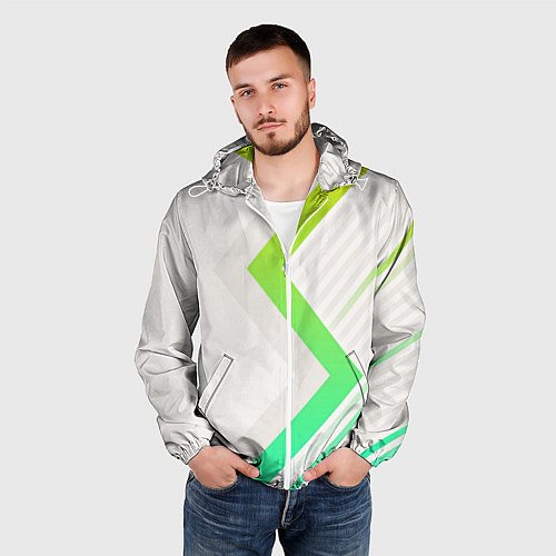 Мужская ветровка Color white line green / 3D-Белый – фото 3
