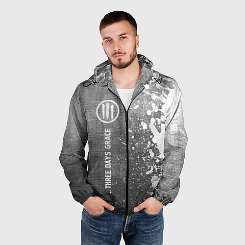 Мужская ветровка Three Days Grace - grey gradient по-вертикали / 3D-Черный – фото 3