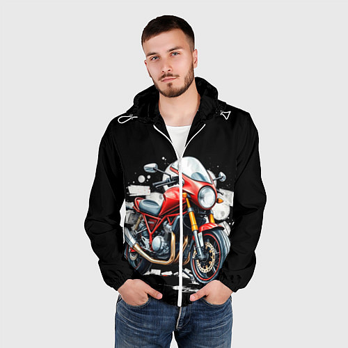 Мужская ветровка Red Moto / 3D-Белый – фото 3