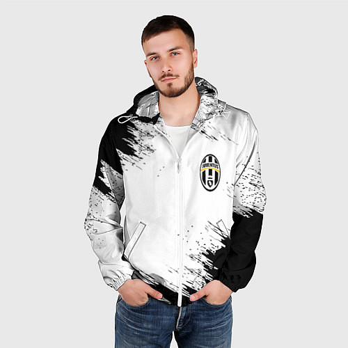 Мужская ветровка Juventus штрихи красок / 3D-Белый – фото 3