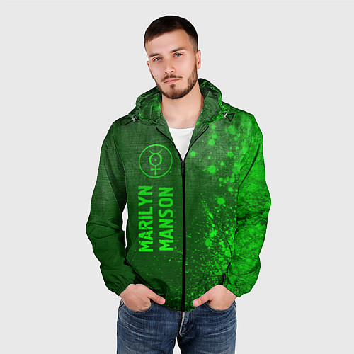 Мужская ветровка Marilyn Manson - green gradient по-вертикали / 3D-Черный – фото 3