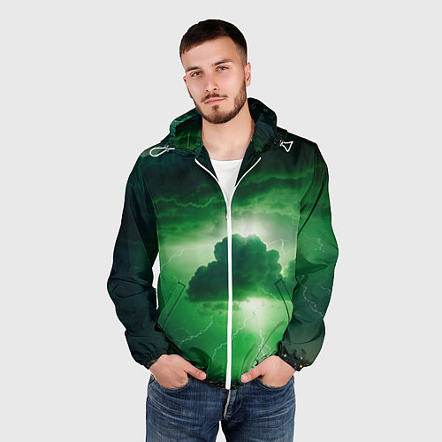 Мужская ветровка Зелёный гром / 3D-Белый – фото 3