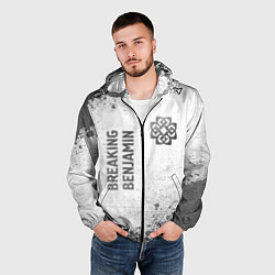 Ветровка с капюшоном мужская Breaking Benjamin - white gradient вертикально, цвет: 3D-черный — фото 2
